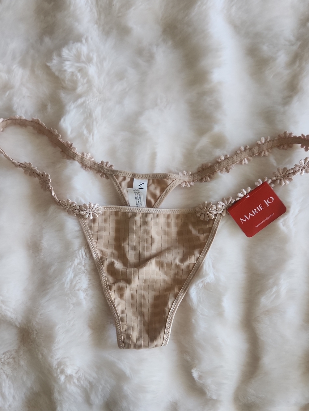 Marie Jo Nude Floral-Trim Thong